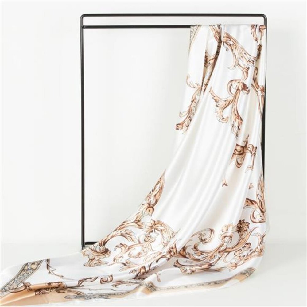 Head Scarf, Silk Printed Square Scarf - Picture 5 of 7